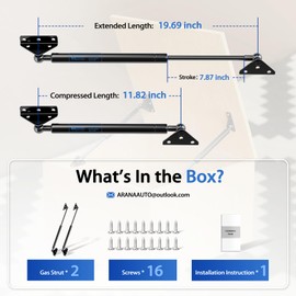 ARANA Gas Struts 20 inch 100 lb with Brackets(Non-Detachable), 20" Heavy Duty Shocks Lift Support for RV Bed Storage Box Lid - Hydraulic Spring for Basement Door Boat Hatch Window Tanning Bed, 2Pcs
