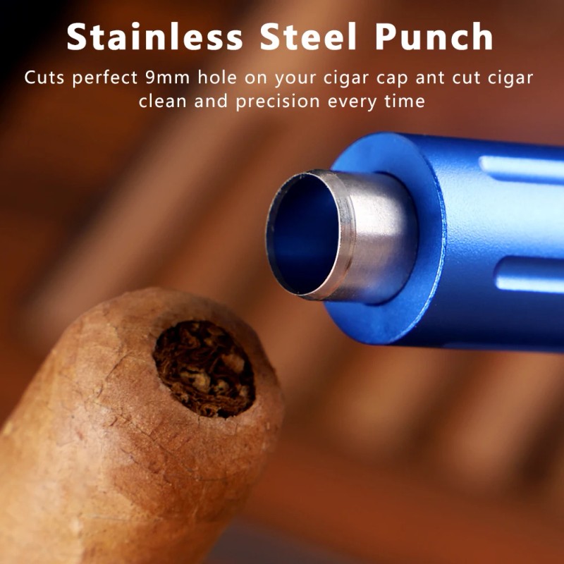 Luxury Manual Cigar Punch Cutter Key Chain Stainless Steel Blade