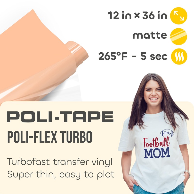 Poli-Flex® Turbo – Peach Fluzz Matte Heat Transfer Vinyl (HTV)