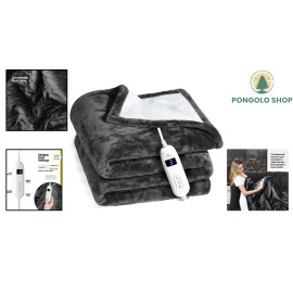 Comforting Flannel Heated Throw Blanket - 10 Heat Settings, Safety Auto Shut-Off