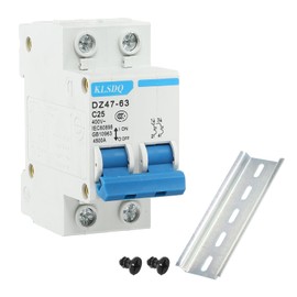 sourcing map Miniature Circuit Breaker Low Voltage AC 25A 400V 2 Pole DIN Rail Installation DZ47-63 C25