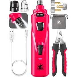 LOPSIC Dog Nail Trimmers with 3 Grinding Wheels Pet Dog Nail Clipper Kit for Large Medium Dogs Cats Small Animal Nail Care chrome-red