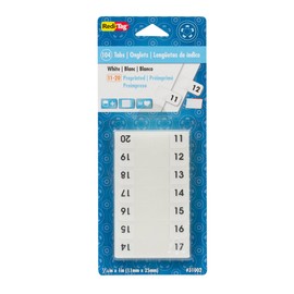 Redi-Tag Numbered Tabs, 11-20 Pre-Printed Divider Tabs, Permanent Adhesive Index Labels, 7/16" x 1", 104 Tabs Per Pack, (B31002)