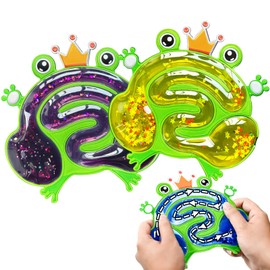 2PCS Sensory Fidget Toys for Kids, Squishy Glitter Leap Frog Toys for Toddlers, Autism Sensory Products Travel Toys for Boy Age 3 4 5-7 Year Old, Autistic Calming Toys for Classroom (Yellow&Purple)