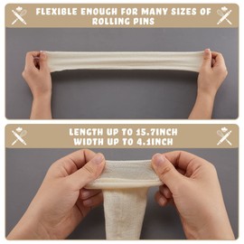 Patelai Set of 8 Rolling Pin Covers 14.96 x 1.97 Inch Cotton White Rolling Pin Sock Sleeve for Baking