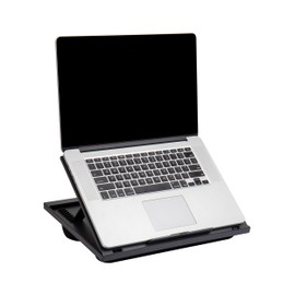Mind Reader Lap Desk Laptop Stand, Bed Tray, Collapsible, Cushion, Portable, Dorm, Plastic, 14.75"L x 11"W x 7.3"H, Black