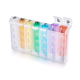 Surakey Pastillero semanal extragrande 4 veces al día, pastillero de 7 días, pastillero diario con 28 compartimentos, contenedor de viaje portátil par
