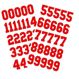 Sports Helmet Numbers 1.25" by Chalkallaboutit® Baseball, Softball, Hockey, Football and Lacrosse (red)