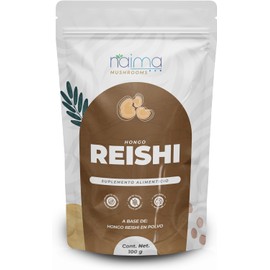 NAIMA Hongo Reishi en Polvo, 100 g Hongo Adaptógeno 100% Puro Suplemento Vegano, Antioxidante Natural y Bienestar Diario