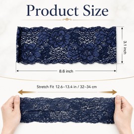 3 Pcs Vintage Floral Lace Headbands for Women, Stretch Scalloped Wide Hair Bands, Soft Elastic Hair Wraps in Navy Blue, Gray, Brown, Stylish Hair Accessories for Daily Wear, Makeup, Yoga, Party
