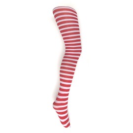 Mysasi Children's Striped Tights. Size. 11-14 years. White and Red.