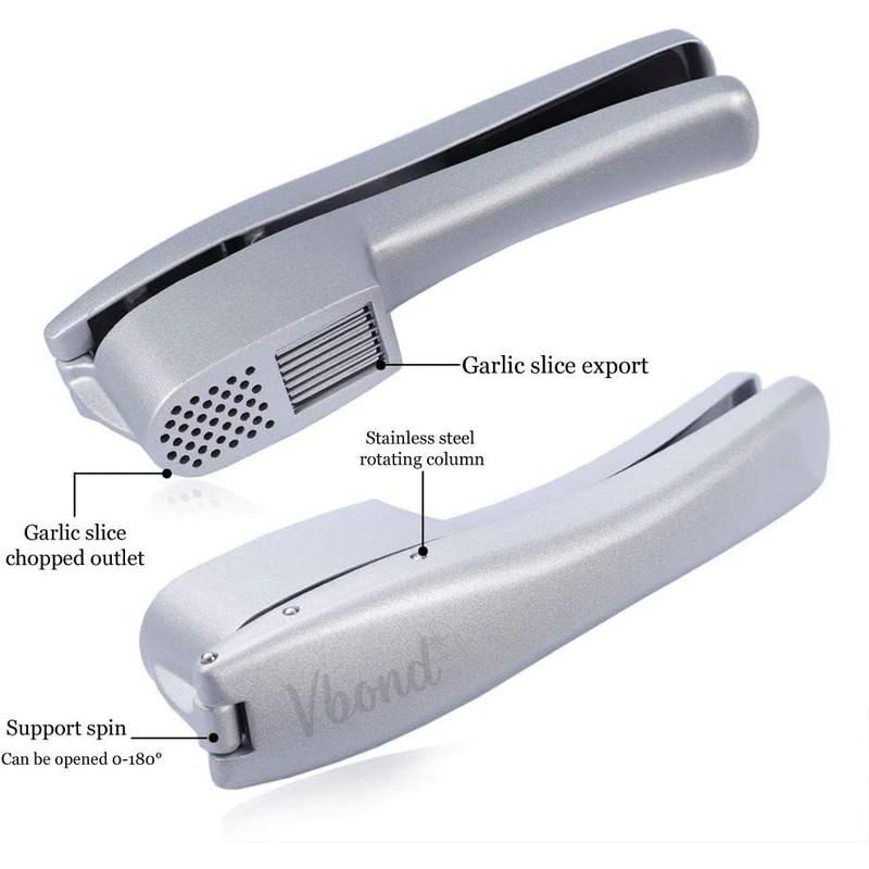 Garlic Press and Slicer 2 in 1 with Built-In Cleaner