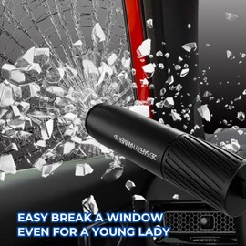 Omrisy 2 Pack Car Safety Hammer Car Window Breaker Seatbelt Cutter Emergency Escape Tool Car Glass Breaker for Land and Underwater Life-Saving Car Safety Kit Essentials Car Accessories (Black+Black)