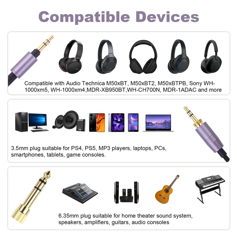 Puiixur Replacement ATH-M50xBT Audio Cable Compatible with Audio Technica ATH-M50xBT2,