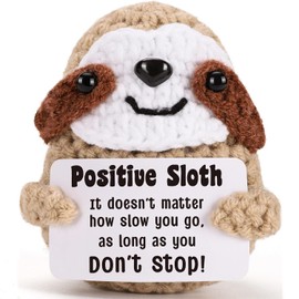 Avgiedy Emotional Support Crochet Sloth- Funny Mental Health Gifts with Positive Card, Sloth Gifts for Women Positive Crochet Animals Inspirational Gifts for Friends Birthday and Family Room Decor