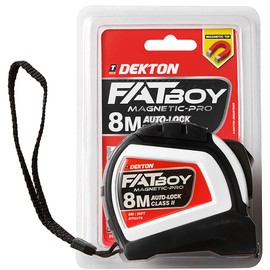 Dekton Fatboy Magnet Tape Measure 8m x 25mm | Extra Wide 25mm Blade | Magnetic Tip | Imperial & Metric Units | Anti-Slip Belt Clip | Auto-Lock | Class II Accuracy | Ideal for Professional and DIY Use