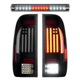 LED Tail Light + 3rd Brake Light Kit Fit for Ford F150 1997-2003, for F150 Heritage 2004, Taillights and High Mount Stop Light, Smoke Lens 3Pcs