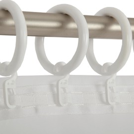 Bestlivings Curtain Rings (Diameter 40 mm) with Folding Hooks in Pack of 10, Ideal for Curtain Rods up to Diameter 28 mm (White), for Curtains and Curtains - Rings with Pleat Hooks