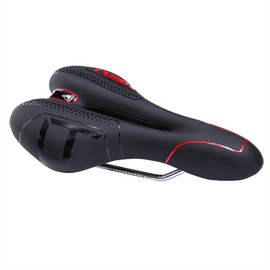 Lietu Most Comfortable Bike Seat for Men's and Women's - Padded Bicycle Saddle with Soft Cushion - Improves Comfort for Mountain Bike, Hybrid and Stationary Exercise Bike (Black/Red)
