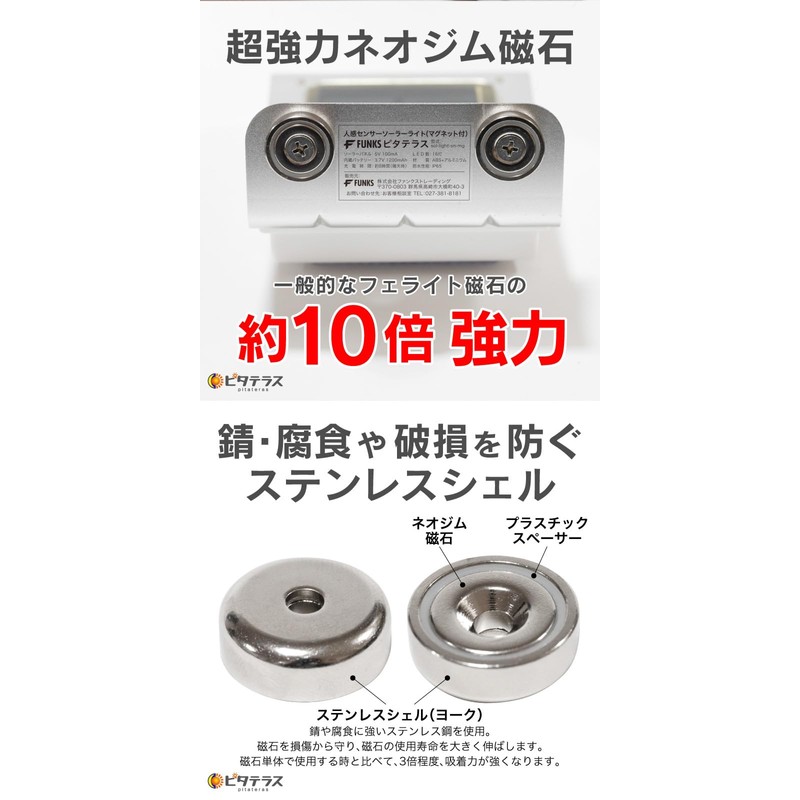 FUNKS Solar Light, Motion Sensor, Magnet, Outdoor, Waterproof, Motion Sensor,
