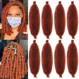 Xtrend 8 Packs 16 Inch Soft Elastic Afro Twist Hair Pre Separated Hair Spring Twist for Synthetic Hair Black Natural Marley Twist Braiding Hair Synthetic Hair 350#