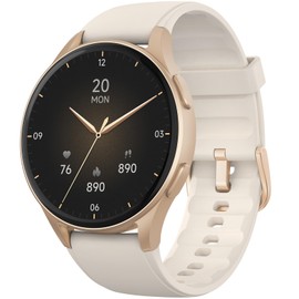 kececo Smartwatch, Built-in Alexa, GPS, VO2 Max, HRV, Blood Oxygen, Sleep Monitoring, Women's Health, Custom Reminders, Sports Tracking, 1.32" AMOLED, Compass, Altimeter (Bluetooth, Gold, 43mm)