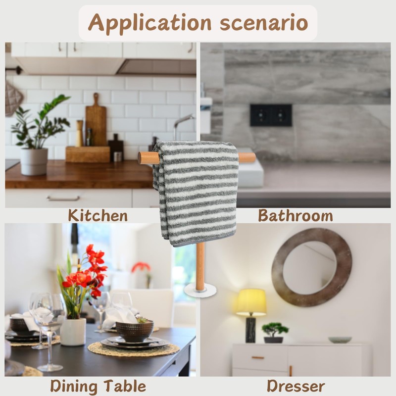 Beyeutao 2Pack Wooden Hand Towel Holder Adhesive Towel Racks for