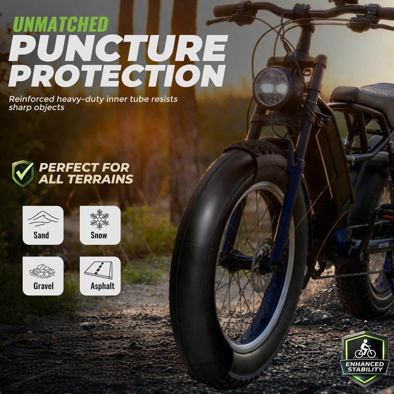 PAKCHEF 16 x 4.0 Ebike Inner Tube with Schrader Valve