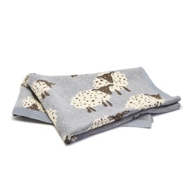 Two's Company Counting Sheep Blanket, Cotton 31 inches by 39 inches