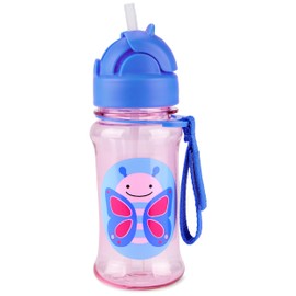 Skip Hop Toddler Sippy Cup with Straw, Zoo Straw Bottle with Tritan Renew, 12 oz. Butterfly