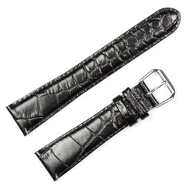 deBeer Crocodile Grain Watch Band - Black 12mm Watch Strap