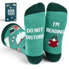 VICRAZY Do Not Disturb Im Reading Socks - Funny Gifts for Reading Book Lovers, Nerd Socks, Reading, One Size
