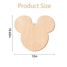 12-Inch Large Wooden Mouse Head Cutout – 4 Pack Unfinished Wood Ornament for DIY Crafts, Painting, and Home Décor