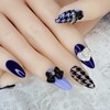Purple Houndstooth Handmade Nail Tips - Square S / 퍼플