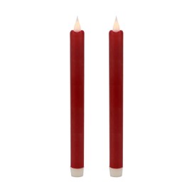 GiveU 9'' 3D Flickering Moving Red Timer Battery Operated Real Wax Taper Candle for Home and Christmas Decoration, 9", Burgundy