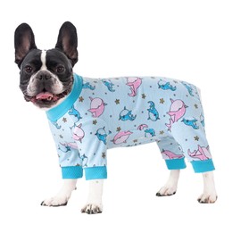 Dog Recovery Suit for Surgery Small Medium Dogs Onesie, Cute Soft Dog Pajamas Bodysuit Cone Alternative Prevent Licking Recovery Suit Female Male (Dolphins, Medium)