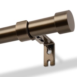 Zeerobee Curtain Rods for Windows 66 to 120, Bronze Curtain Rod, Adjustable 1 Inch Heavy Duty Outdoor/Indoor Modern Drapery Pole, 32"-120"