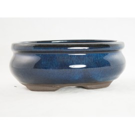 Oval Mame Shohin Bonsai / Cactus & Succulent Pot 5"x 4"x 2" - Dark Blue Glazed