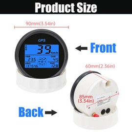 BYYOUIV 85mm Digital GPS Speedometer Odometer for Car, Boat, Motorcycle - 8 Color Backlight (Black)
