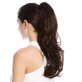 WIG ME UP - MKB-30-V-6 Ponytail Hairpiece Extensions optional Combs & Clamp long wavy slightly curled brown 17inch