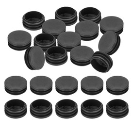 PATIKIL 1-3/4" Plastic Tubing End Caps, 24Pcs Round Hole Plug Insert for Round Iron Pipe Chair Leg Table Bookshelves Patio Furniture, Black