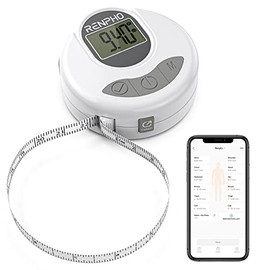 RENPHO Cinta métrica para el cuerpo, cinta métrica digital Bluetooth inteligente con gancho de bloqueo, función retráctil, cinta métrica precisa para 