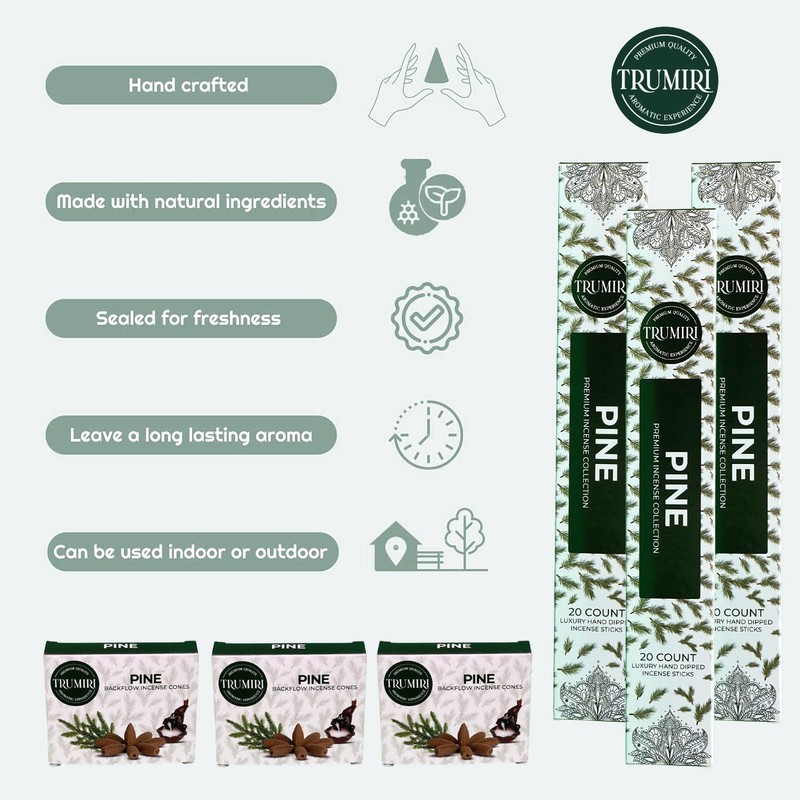 Pine Incense Sticks & Backflow Cones for Waterfall - 60