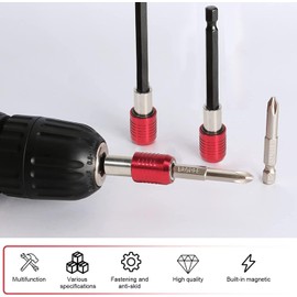 Drill Bit Extension Set,4Pcs Magnetic Drill Screwdriver Bit Holder Bar Chuck Adapter Extender 1/4 inch Hex Quick Release Bit Holder for Impact Driver Screws Nuts Drill