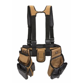 Dickies 4-Piece Carpenter's Rig, Padded Tool Belt Suspenders, Cooling Mesh, Tool Belt, Steel Buckle, Grey/Tan, 3.8 lb.