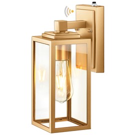 VIANIS Gold Outdoor Wall Light Dusk to Dawn Sensor, Exterior Wall Mount Sconces Lanterns Fixture for House, Golden Waterproof Aluminum Outside Wall Lamps for Patio, Porch Lighting for Garage Entryway