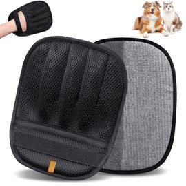 Electrostatic Pet Hair Removal Gloves, 2-Pack Reusable Washable 5-Finger Grooming Mitts for Dog & Cat Fur, Lint Remover for Couch, Furniture, Carpet, Clothes, Car Seats