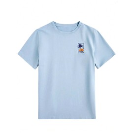 SOLY HUX Mens Summer Graphic T Shirts Short Sleeve Casual Tees Top Light Blue Large