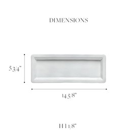 Costa Nova Ceramic Stoneware 15" x 5.75" Rectangular Tray - Plano Collection, White | Microwave & Dishwasher Safe Dinnerware | Food Safe Glazing | Restaurant Quality Serveware