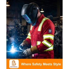BOCOMAL FR Shirts Hi Vis/High Visibility Flame Resistant/Fire Retardant Shirt 7.5oz Red FR Shirts for Men